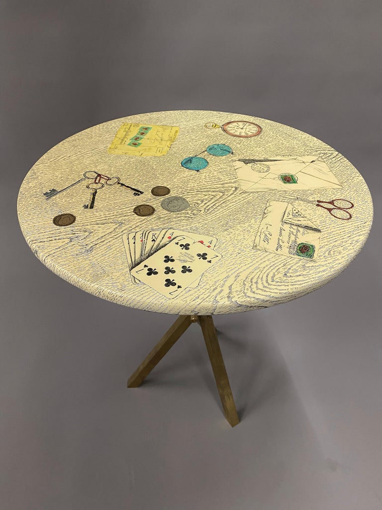 Lacquered Piero Fornasetti Milano Signed Mid-Century Modern Side Table For Sale