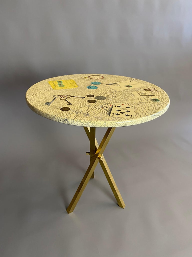 Late 20th Century Piero Fornasetti Milano Signed Mid-Century Modern Side Table For Sale