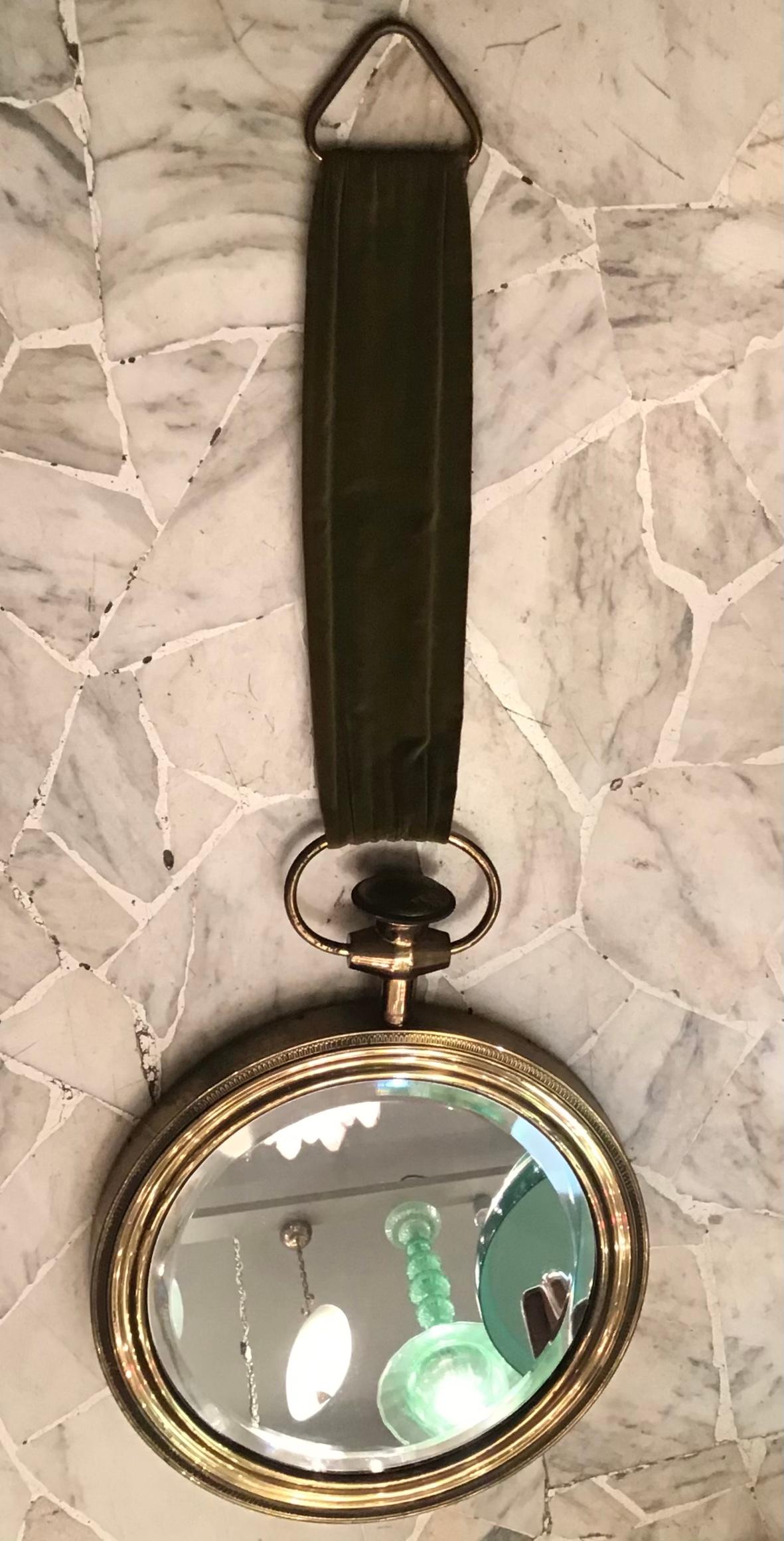 Piero Fornasetti Mirror Brass Glass Wood Velvet 1950 Italy 4