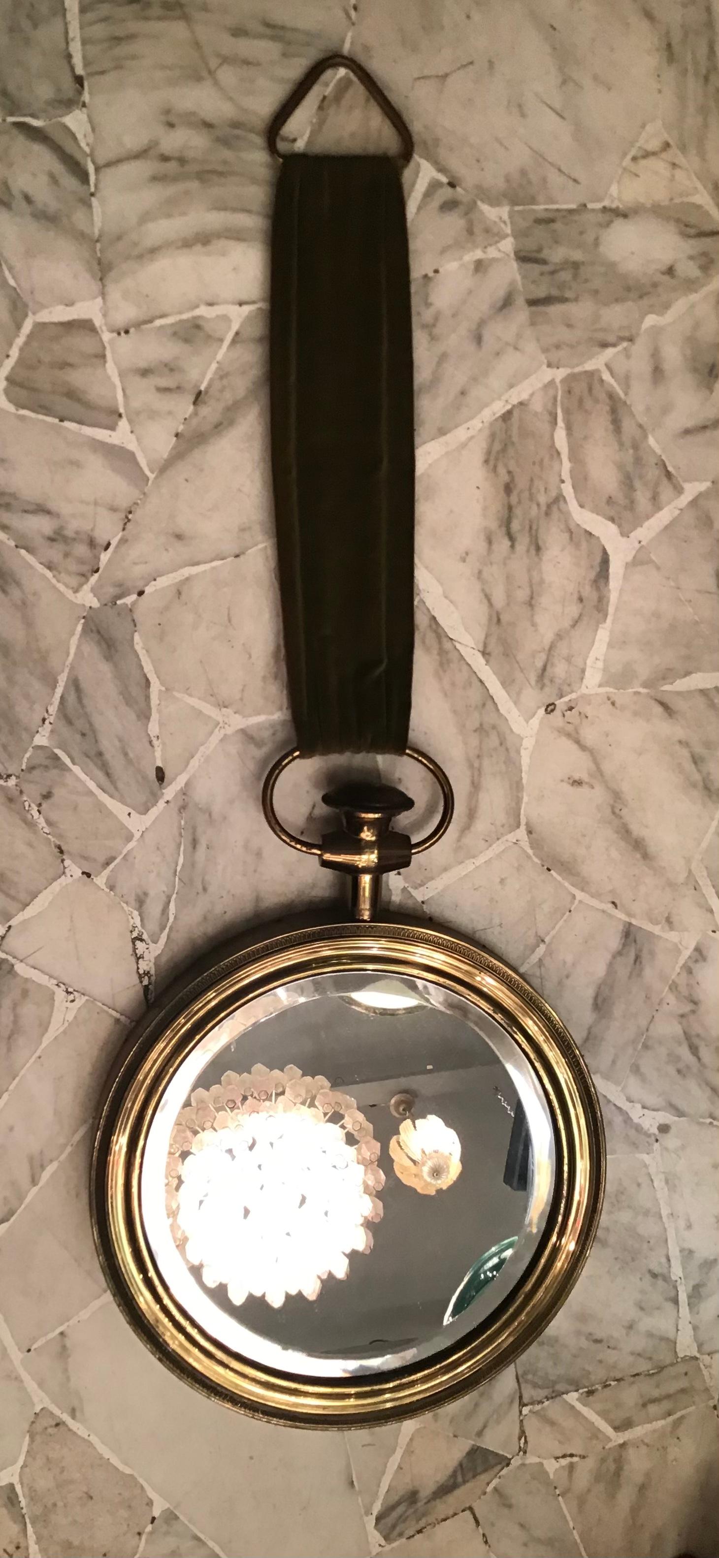 Piero Fornasetti Mirror Brass Glass Wood Velvet 1950 Italy 5