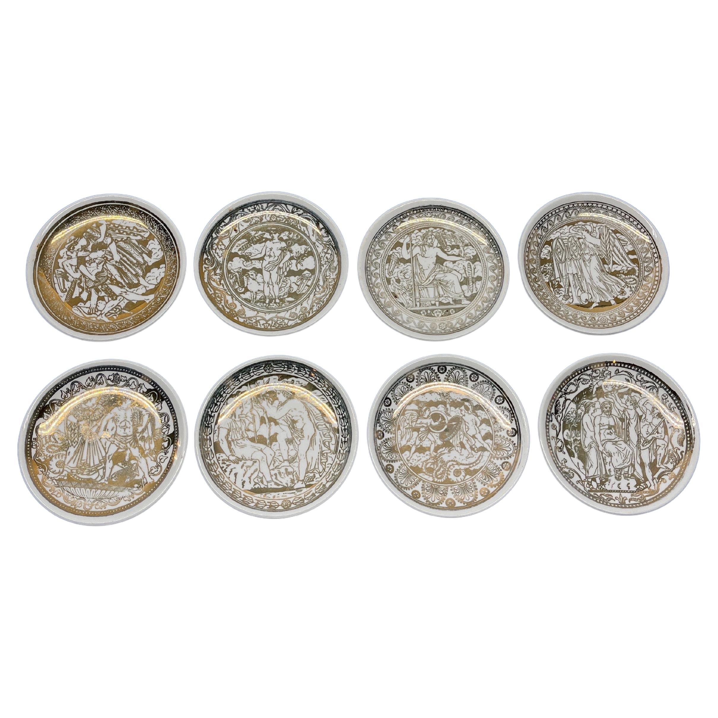 Piero Fornasetti "Mitologia" Cocktail or Glass Coasters, Set of Eight For Sale