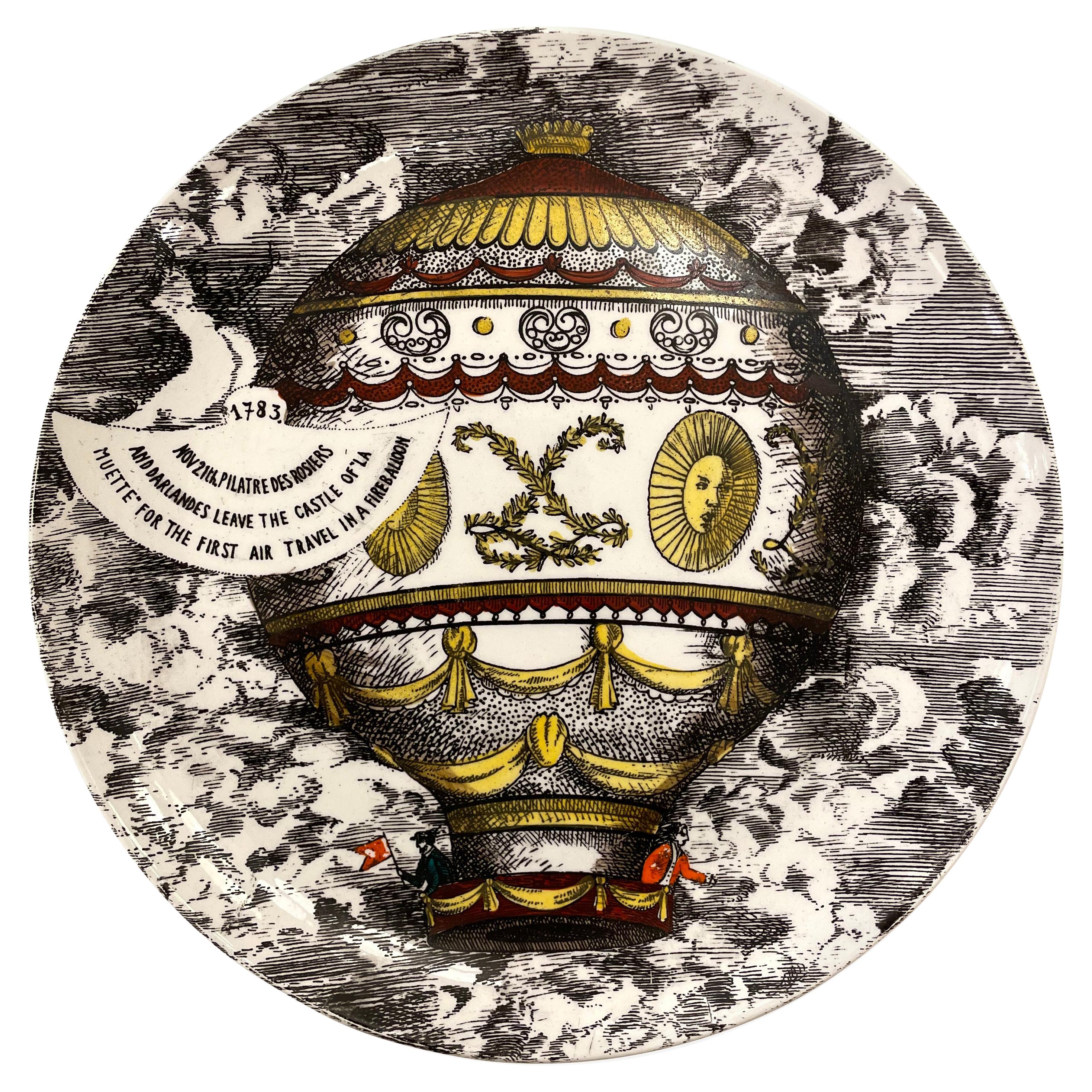 Piero Fornasetti "Mongolfiere" Plate, Italy, 1955