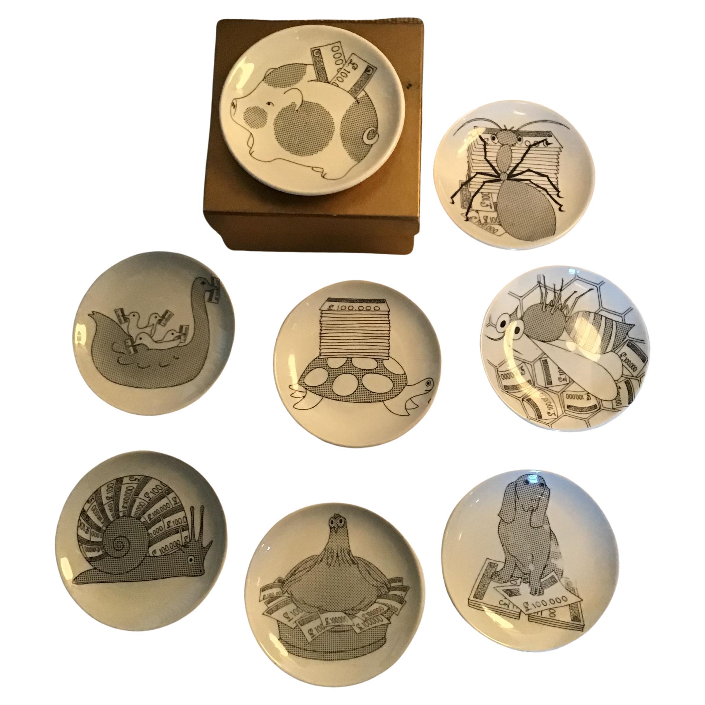 Piero Fornasetti N 8 Sottobicchieri in ceramica 1950