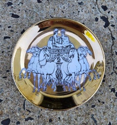 Piero Fornasetti Neo-classical Ceramic Coaster Set of Eight with Roman Chariots