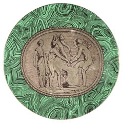 Neoklassizistischer Cammei-Teller aus Porzellan mit grünem Malachit von Piero Fornasetti (Cameo)
