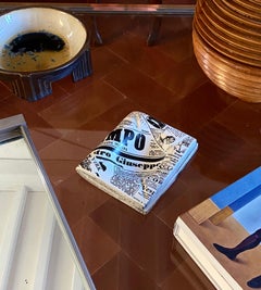Piero Fornasetti, newspaper ceramic ashtray, Fornasetti Italy 1950s