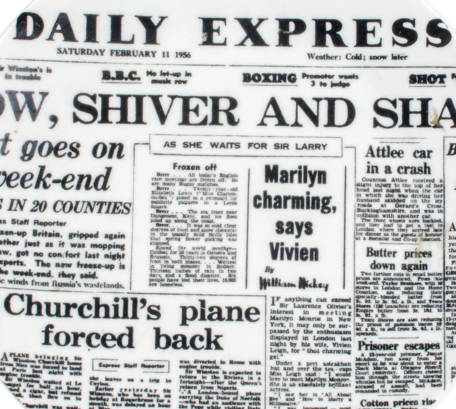 Piero Fornasetti Newspaper Plate Daily Express Giornali