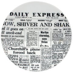 Piero Fornasetti Newspaper Plate, Daily Express, Giornali 'Newspapers', 1950s