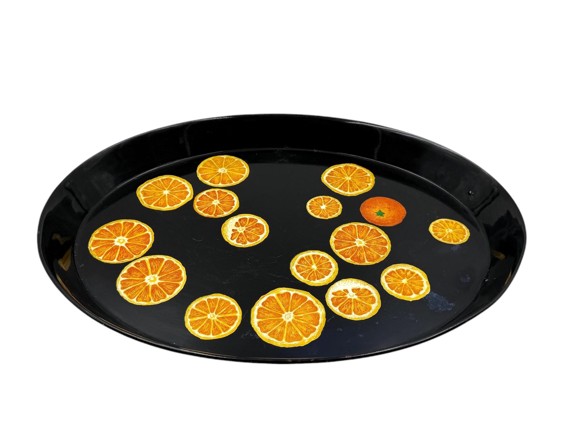 Metallo Piero Fornasetti, Oranges Tray, Atelier Fornasetti, ca. 1955 in vendita