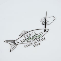 Piero Fornasetti "Pesci" Porcelain Plates, Set of Six Plates with School of Fish