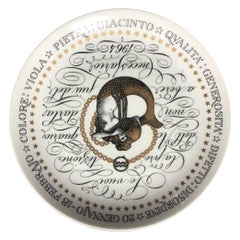Piero Fornasetti Piatto Acquario Segno Zodiacale Porcellana 1964, Italia