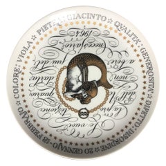 Vintage Piero Fornasetti Plate Aquarius Zodiac Sign Porcelain 1964, Italy