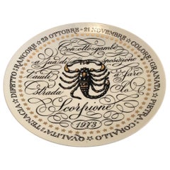 Piero Fornasetti Plate Scorpio Zodiac Sign Porcelain, 1973, Italy