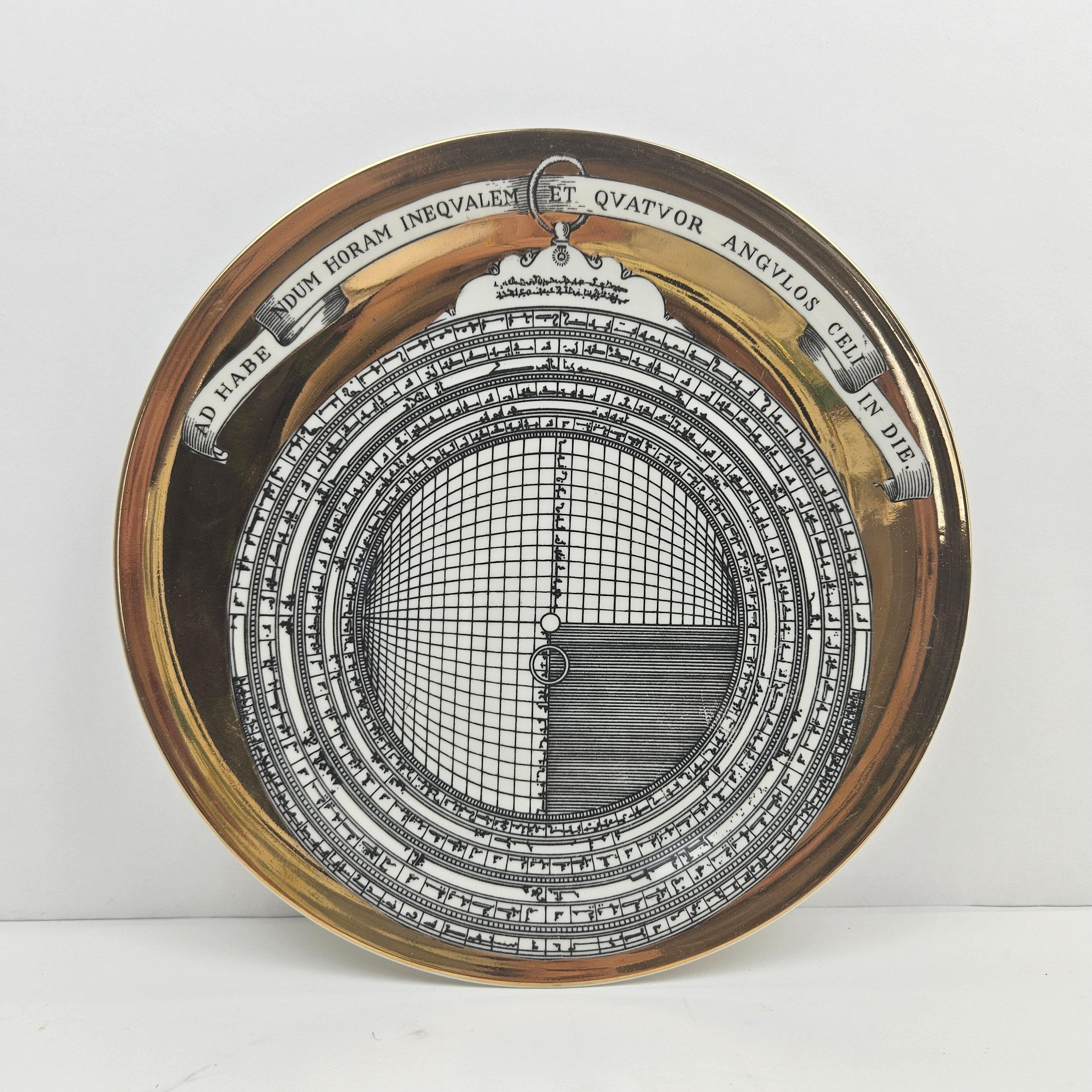 Mid-Century Modern Piero Fornasetti Porcelain Astrolabe Plate, Number 5 For Sale