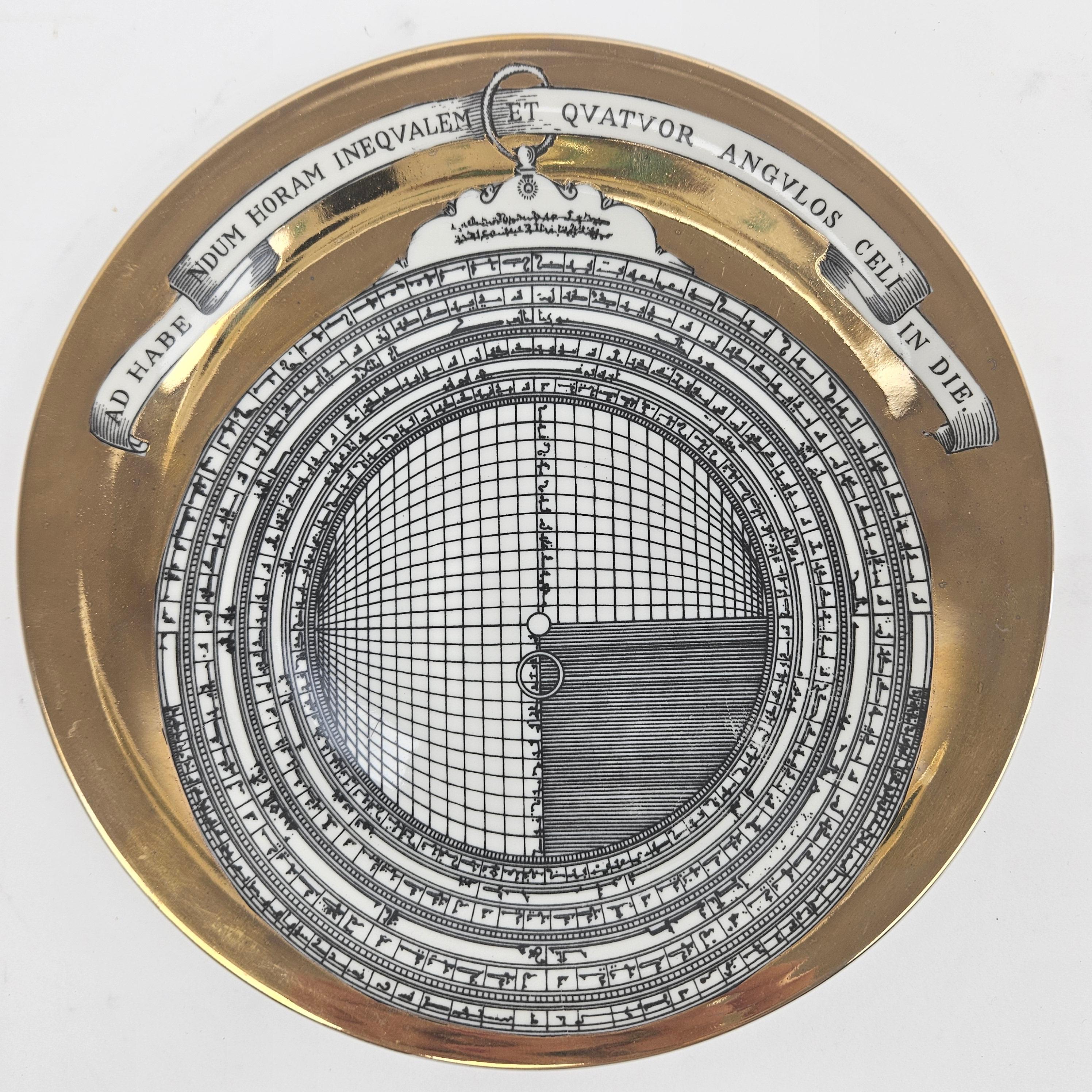 Hand-Crafted Piero Fornasetti Porcelain Astrolabe Plate, Number 5 For Sale
