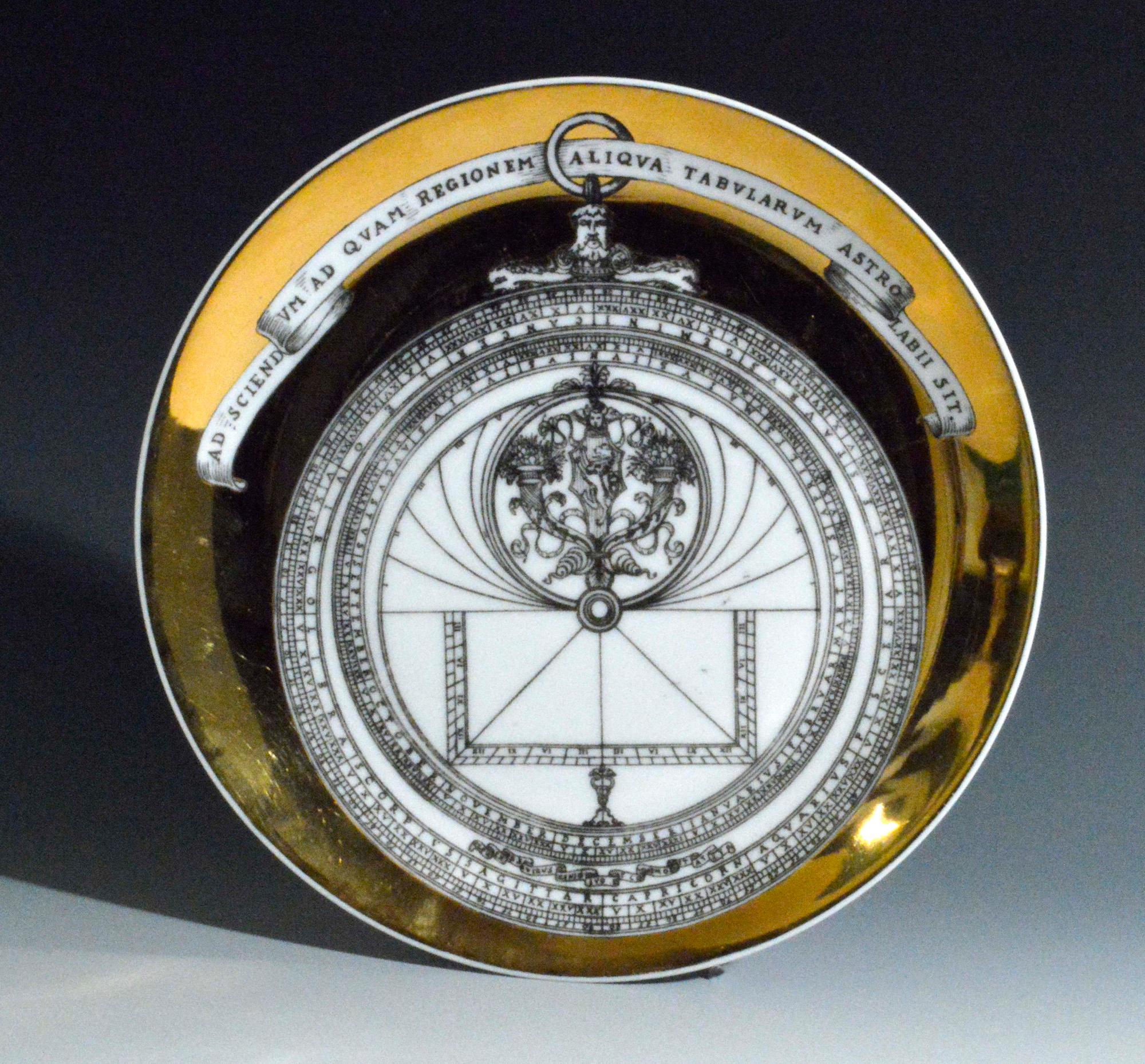 Mid-Century Modern Piero Fornasetti Porcelain Astrolabe Plates in a Complete Set of Twelve