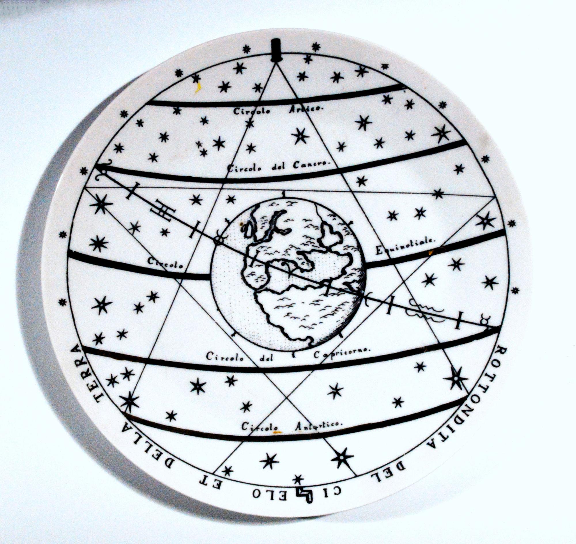 Italian 1960 Piero Fornasetti Porcelain Astronomici Plate, #7 in Series For Sale