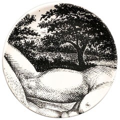 Coaster en porcelaine inclinable « Adam 2 of 8 » de Piero Fornasetti, 1965, milieu du siècle 