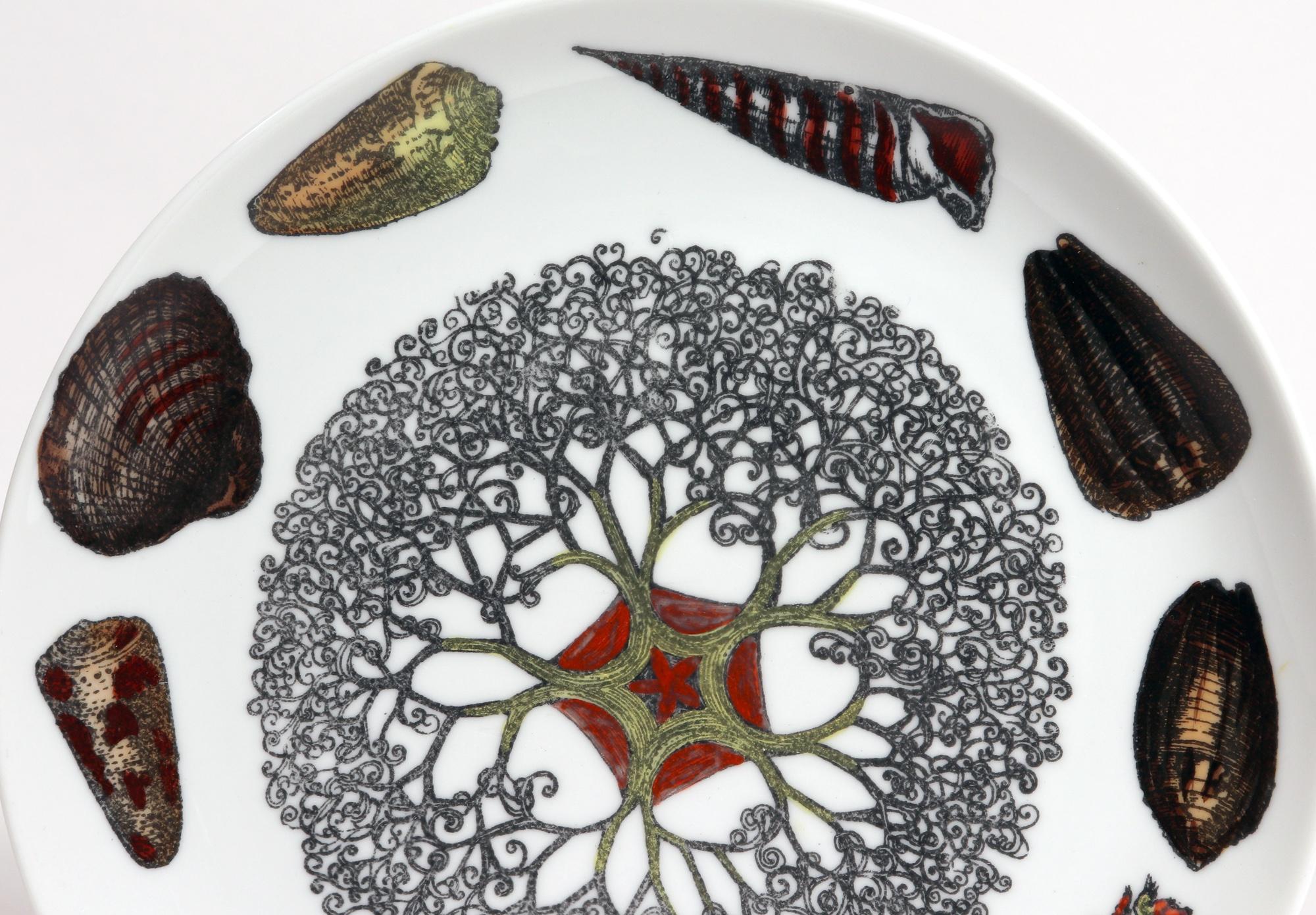 Italian Piero Fornasetti Porcelain Conchiglie Seashell Plate with Mollusks, #9 For Sale