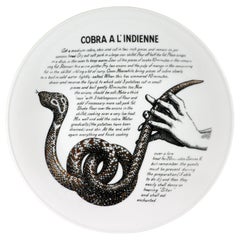 Piero Fornasetti Porcelain "Cook" Pattern Dinner Plate, Cobra a L'Indienne