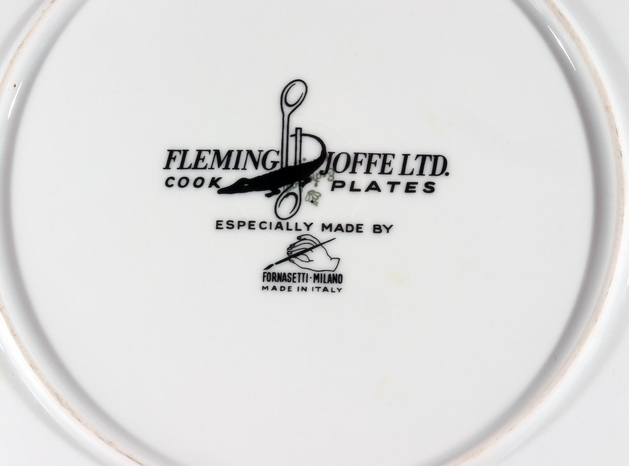 Mid-20th Century Piero Fornasetti Porcelain Cook Pattern Plate, Corfam a La Du Pont For Sale