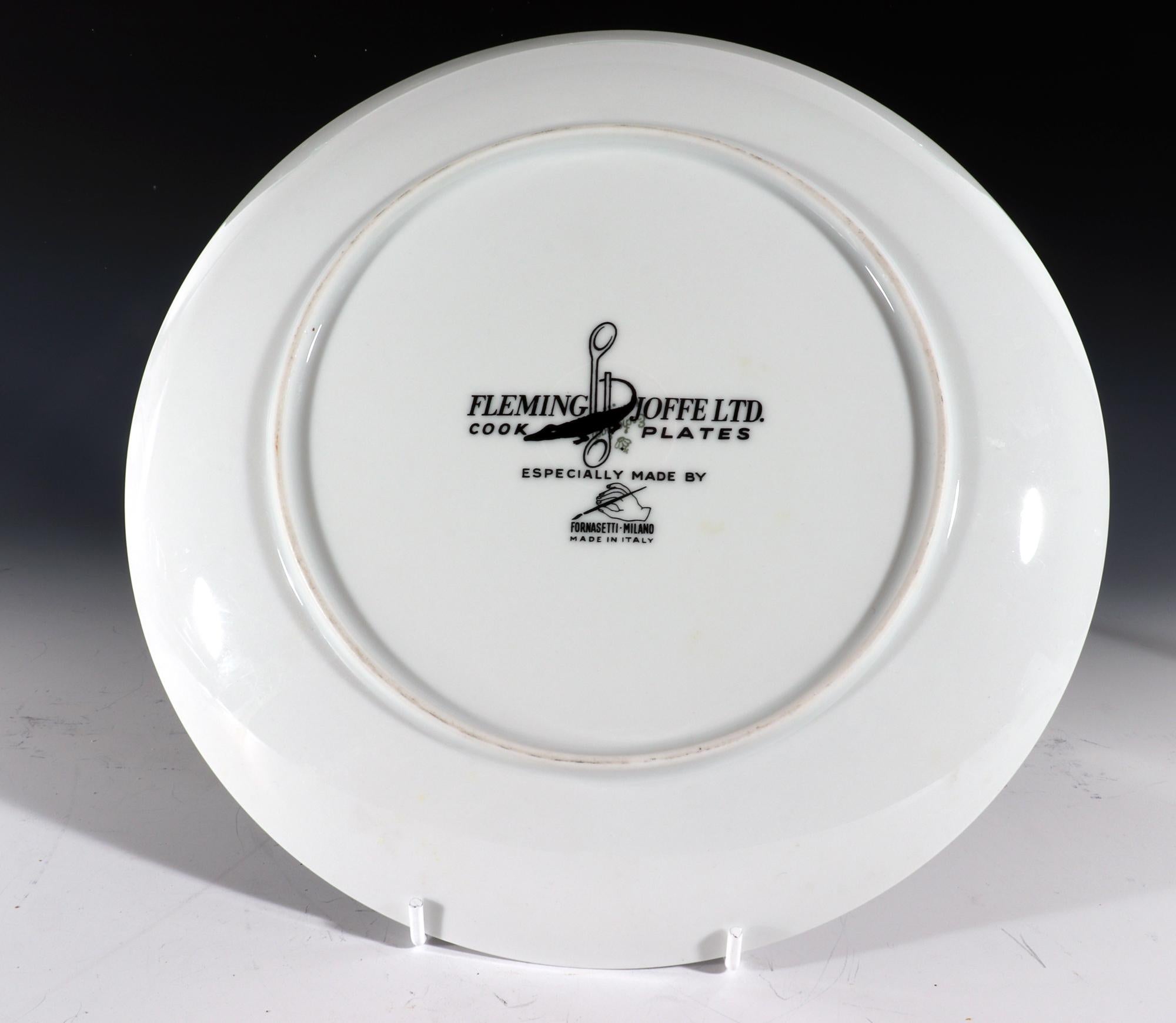 Ceramic Piero Fornasetti Porcelain Cook Pattern Plate, Corfam a La Du Pont For Sale