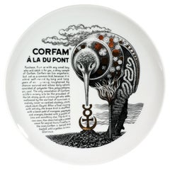 Piero Fornasetti Porcelain Cook Pattern Plate, Corfam a La Du Pont