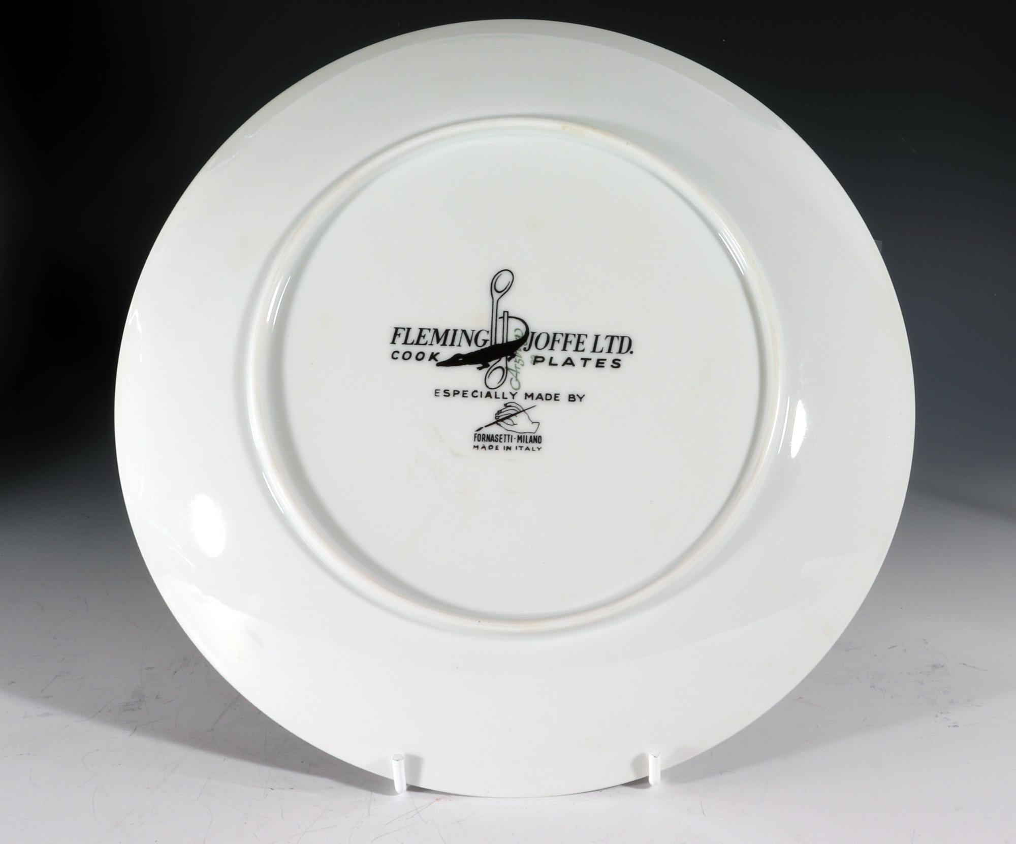 Piero Fornasetti Porcelain Cook Plates-Calcutta Minestrone and Corfam Du Pont For Sale 5