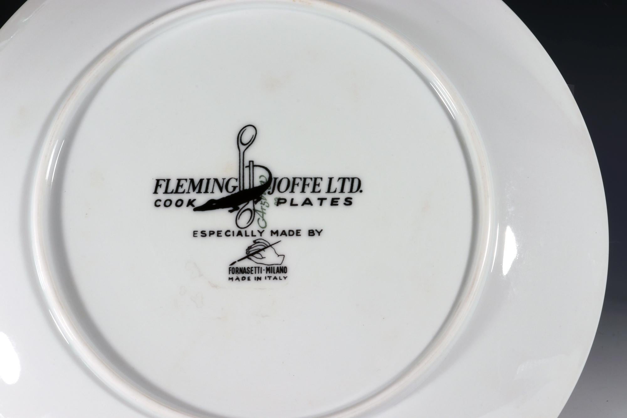 Piero Fornasetti Porcelain Cook Plates-Calcutta Minestrone and Corfam Du Pont For Sale 6