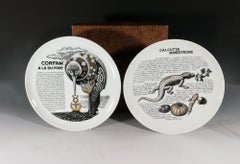 Piero Fornasetti Porcelain Cook Plates-Calcutta Minestrone and Corfam Du Pont