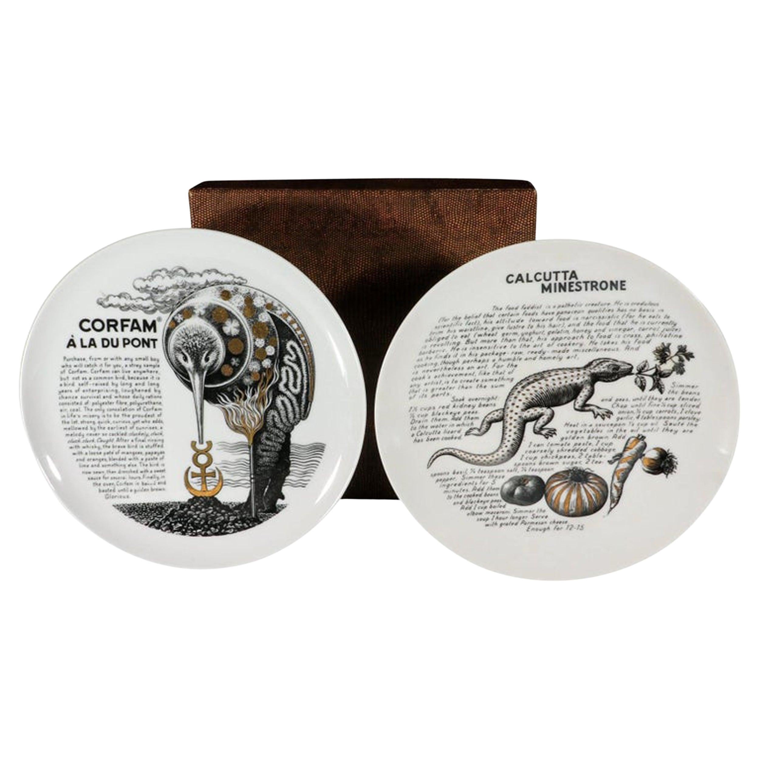 Piero Fornasetti Piatti da cucina in porcellana-Calcutta Minestrone e Corfam Du Pont