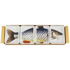 Piero Fornasetti Porcelain Fish Appetizer Hors D'oeuvre Tray, Pesces, 1960