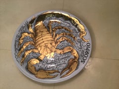 Piero Fornasetti Porcelain Gold Wall Plate Zodiac Sign Scorpion, 1967