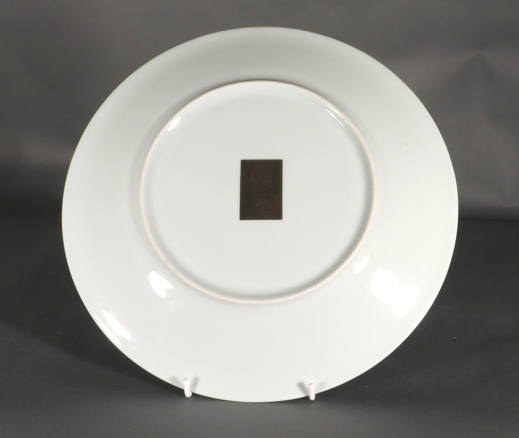 Italian Piero Fornasetti Porcelain Green Malachite Cammei (Cameo) Plate