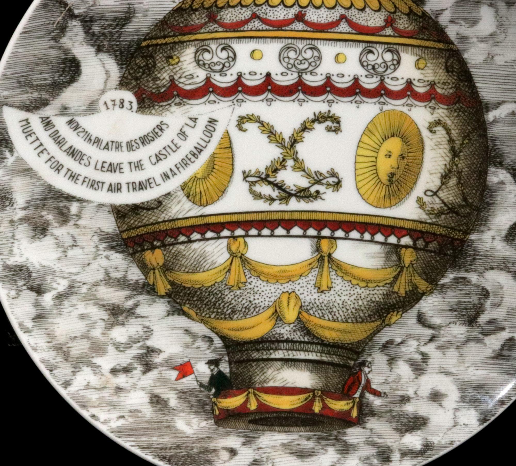 Piero Fornasetti Porcelain Hot Air Balloon Plate, Mongolfiere , Rosenthal, #2 For Sale 1