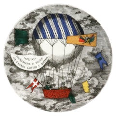 Piero Fornasetti Porcelain Hot Air Balloon Plate, Mongolfiere, Rosenthal