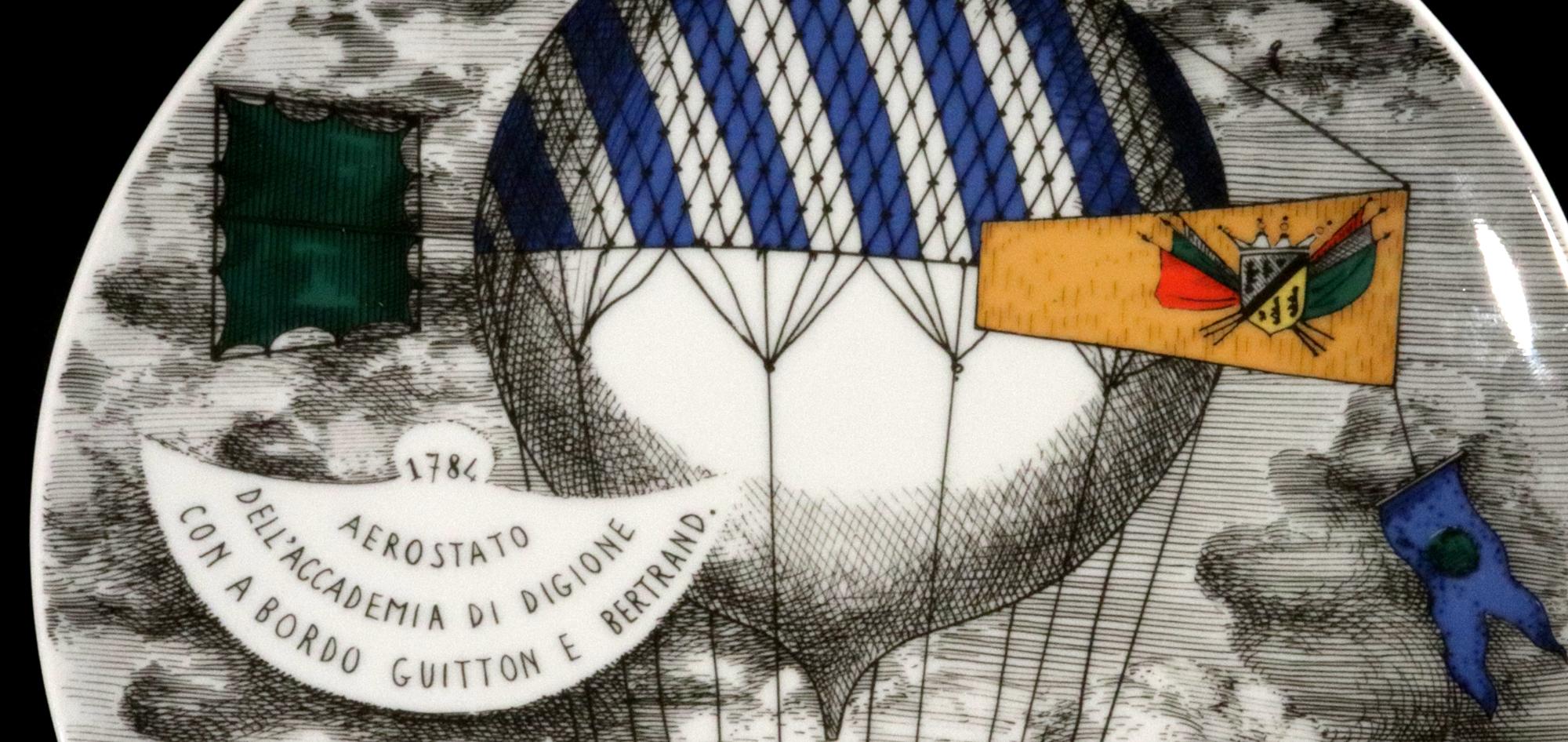 Piero Fornasetti Porcelain Hot Air Balloon Plates,  Mongolfiere, Rosenthal For Sale 2