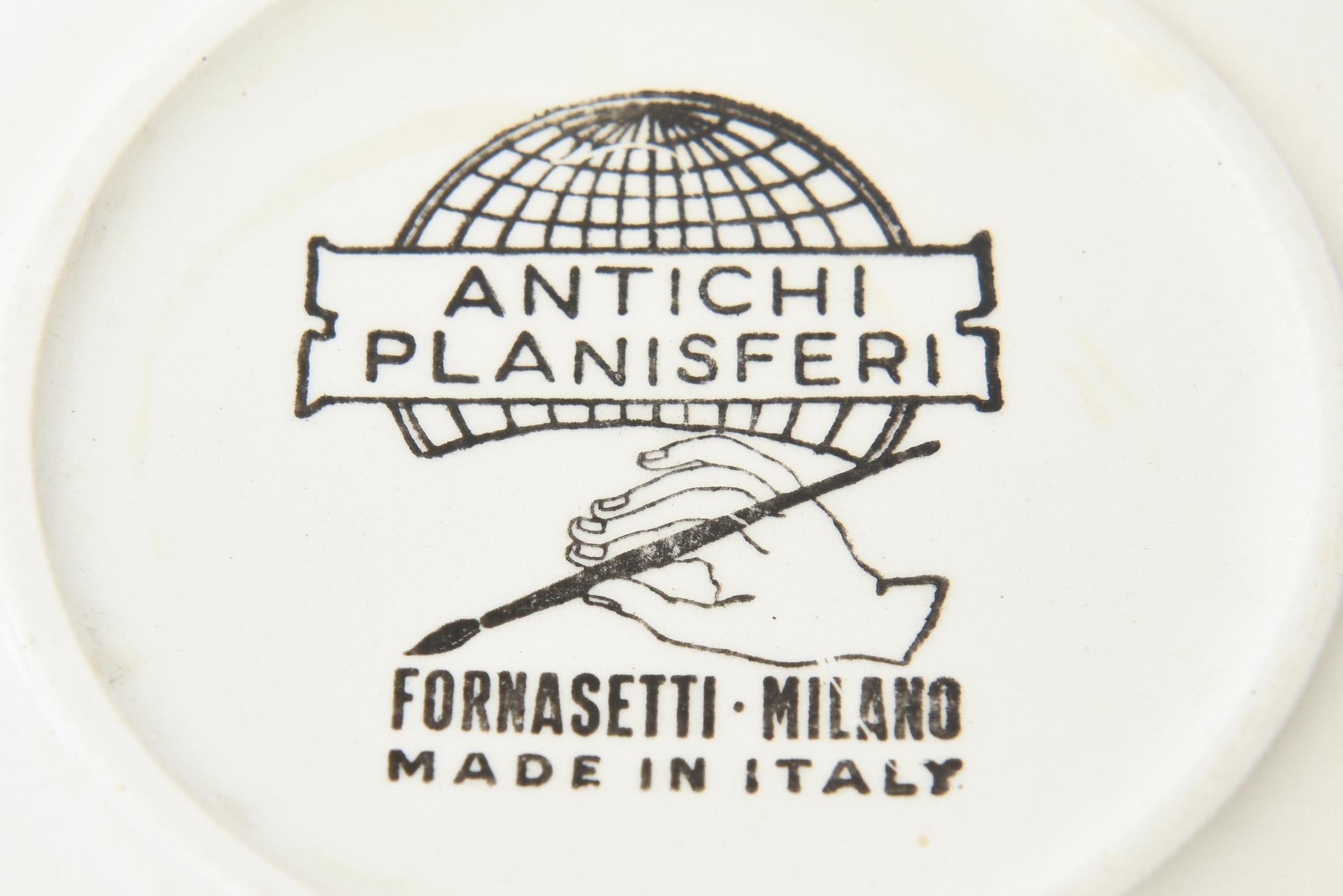 Piero Fornasetti Porcelain Map Coasters from the Antichi Planisfori Barware 4