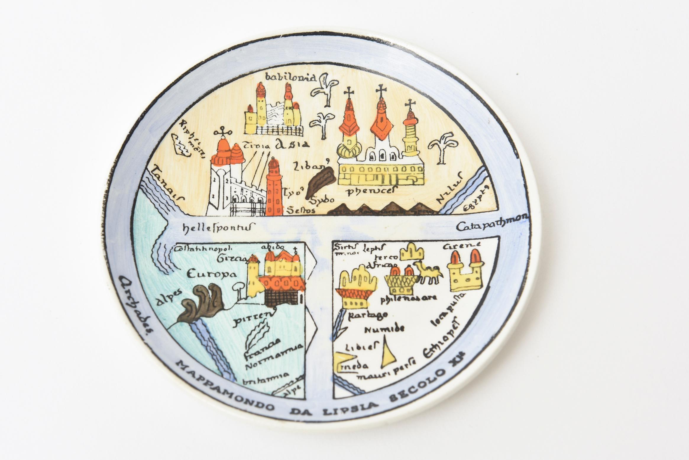 Mid-Century Modern Piero Fornasetti Porcelain Map Coasters from the Antichi Planisfori Barware