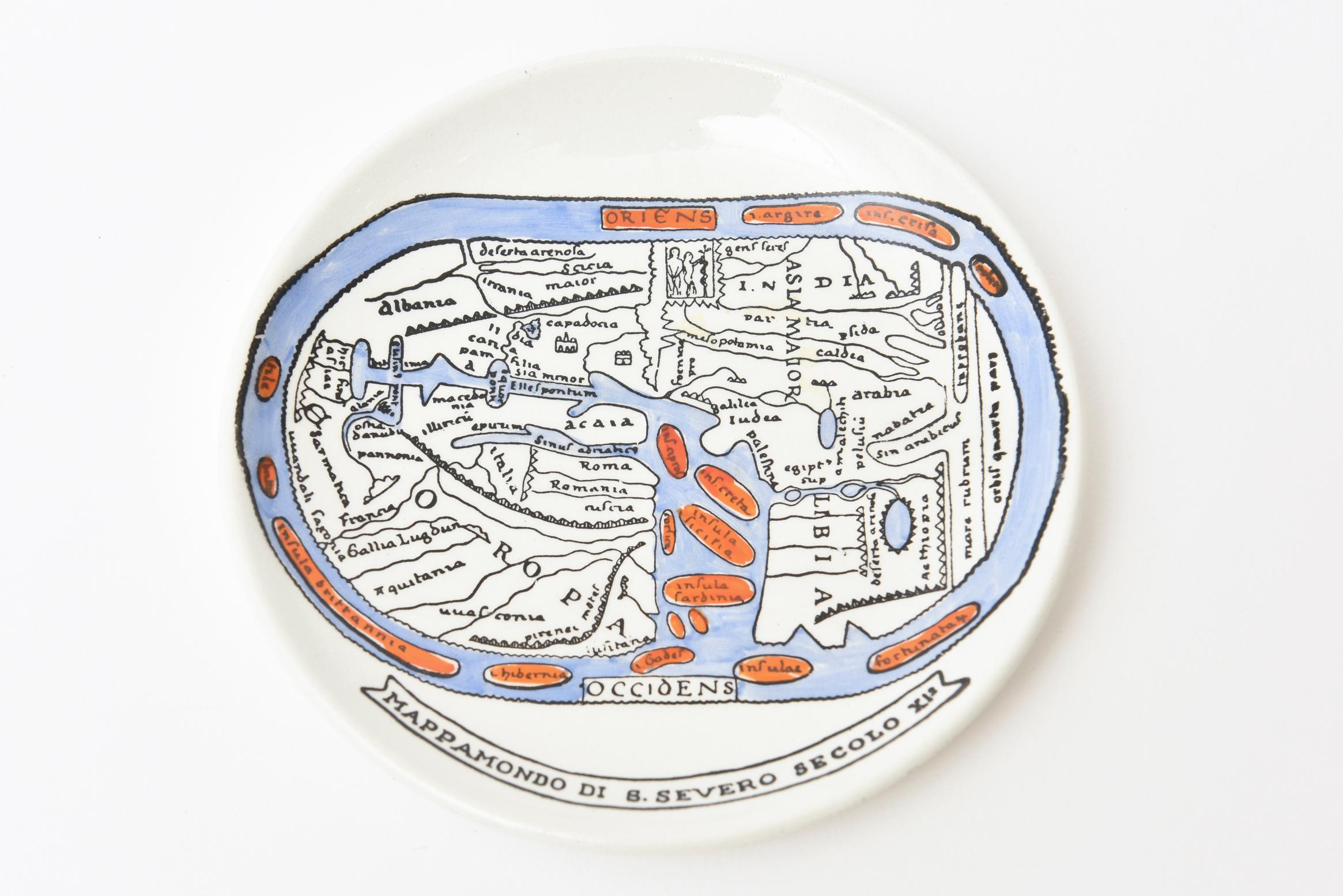 Mid-20th Century Piero Fornasetti Porcelain Map Coasters from the Antichi Planisfori Barware