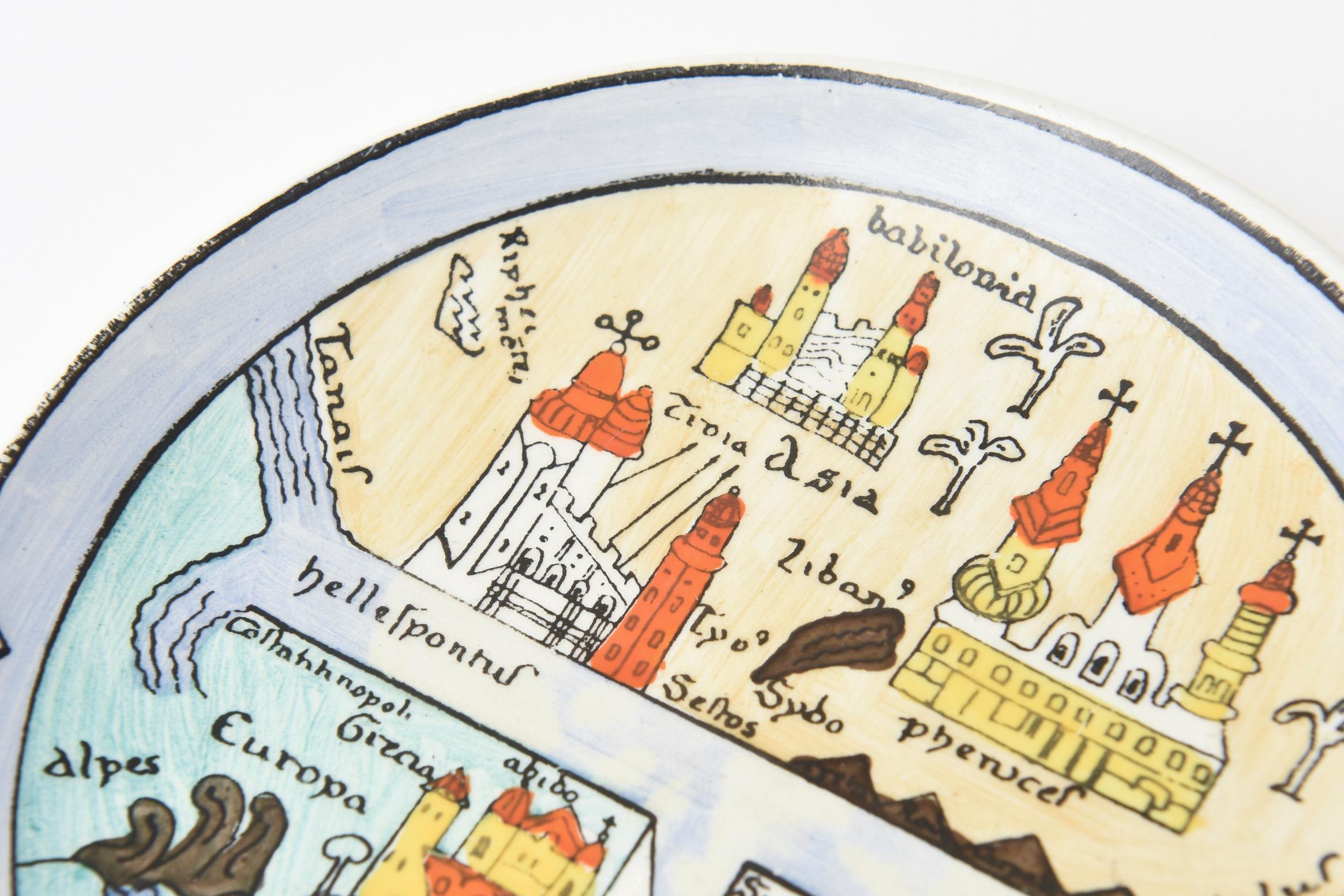Piero Fornasetti Porcelain Map Coasters from the Antichi Planisfori Barware 1