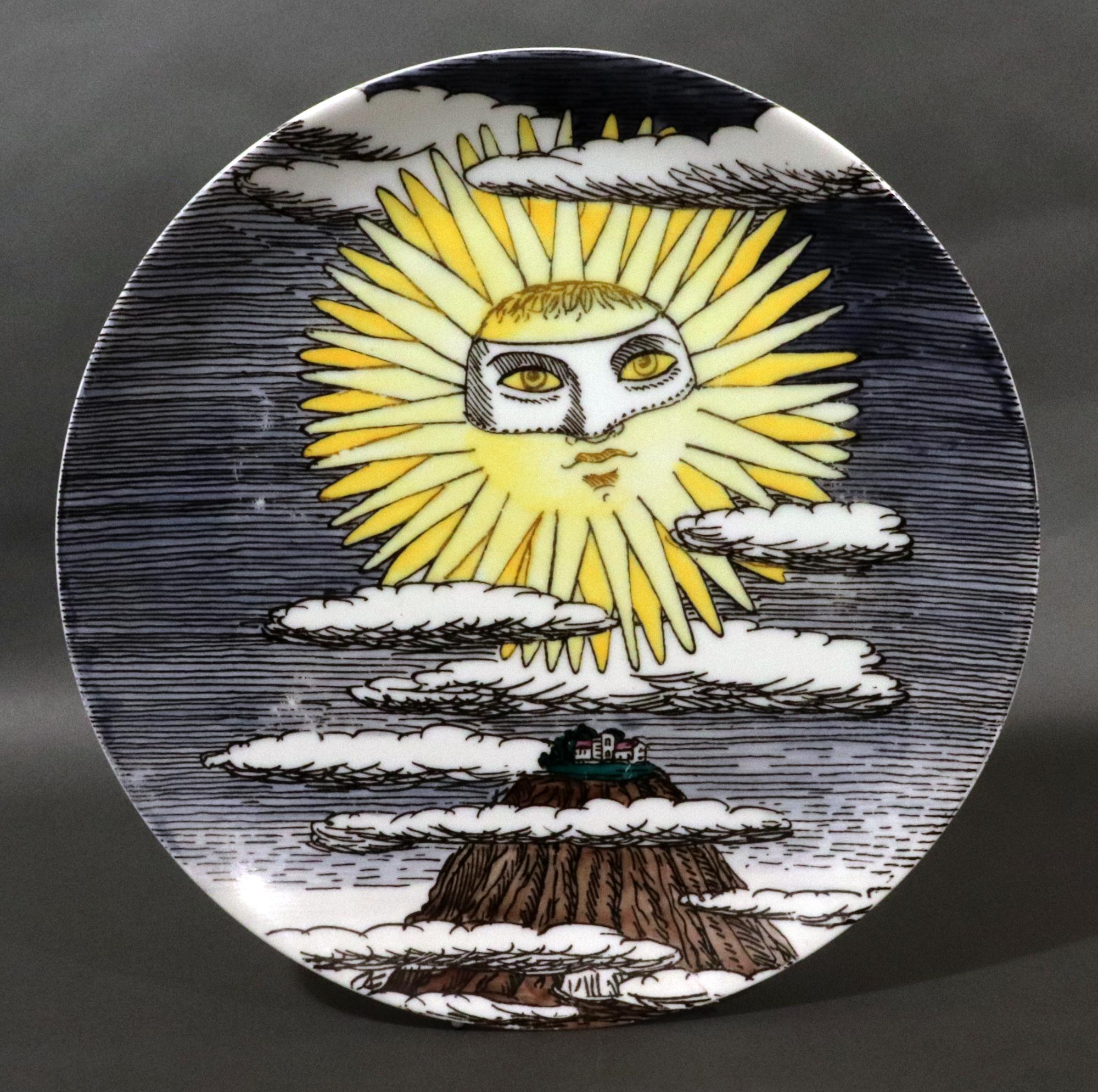 Porcelaine Assiettes en porcelaine Mesi & Soli de Piero Fornasetti, « 12 Mesi, 12 Soli », douze soleils en vente