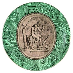 Piero Fornasetti Porcelain Neo-classical Green Malachite Cammei (Cameo) Plate