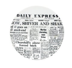 Piero Fornasetti Porcelain Newspaper Plate, Daily Express