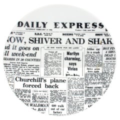 Vintage Piero Fornasetti Porcelain Newspaper Plate, Daily Express