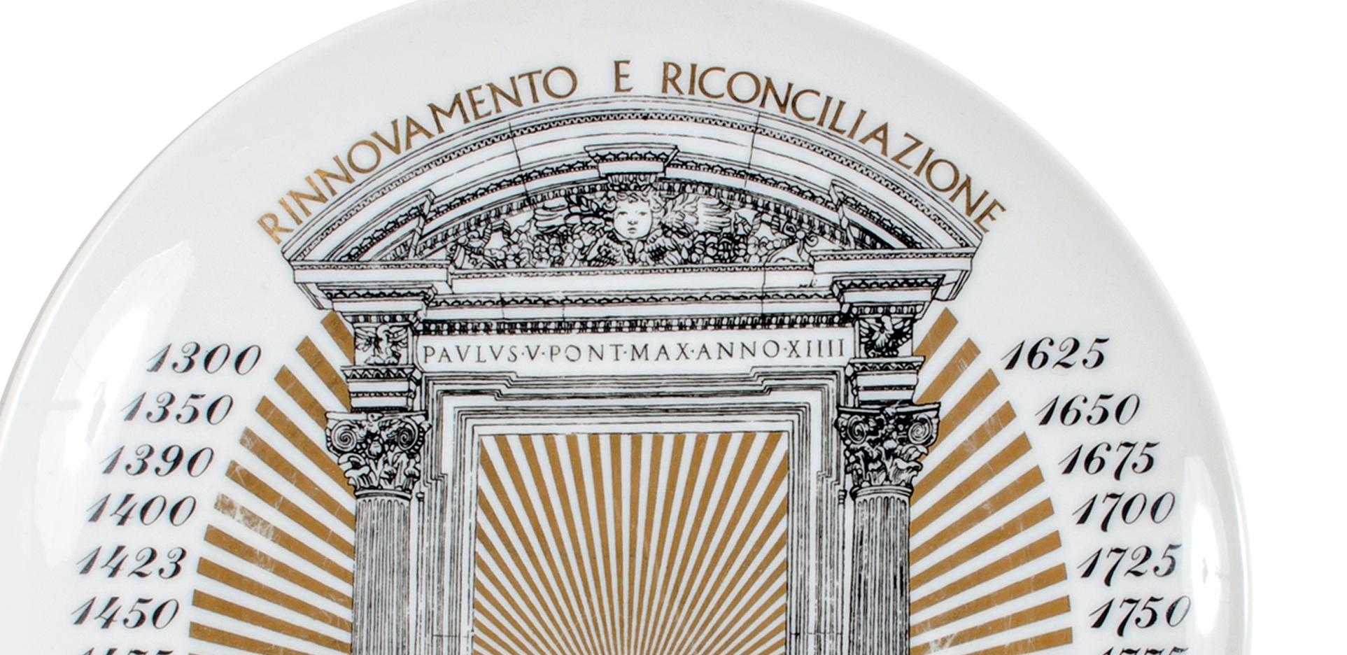 Italian Piero Fornasetti Porcelain Plate, Holy Year 1975, Rebirth & Reconciliation