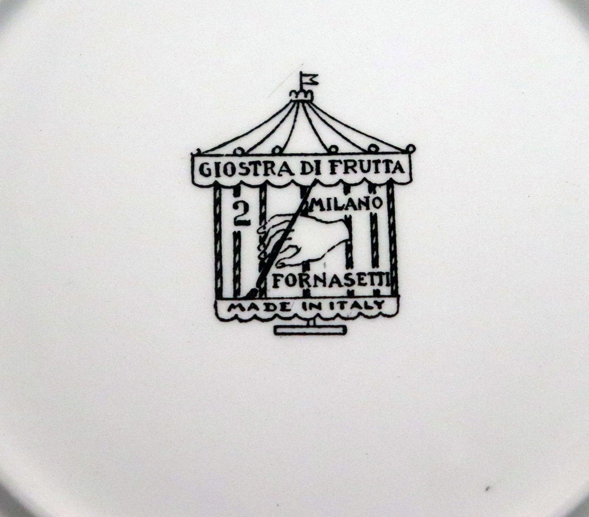 Piero Fornasetti Porcelain Plates, Giostra di Frutta (Merry-go-Round of Fruit) For Sale 7