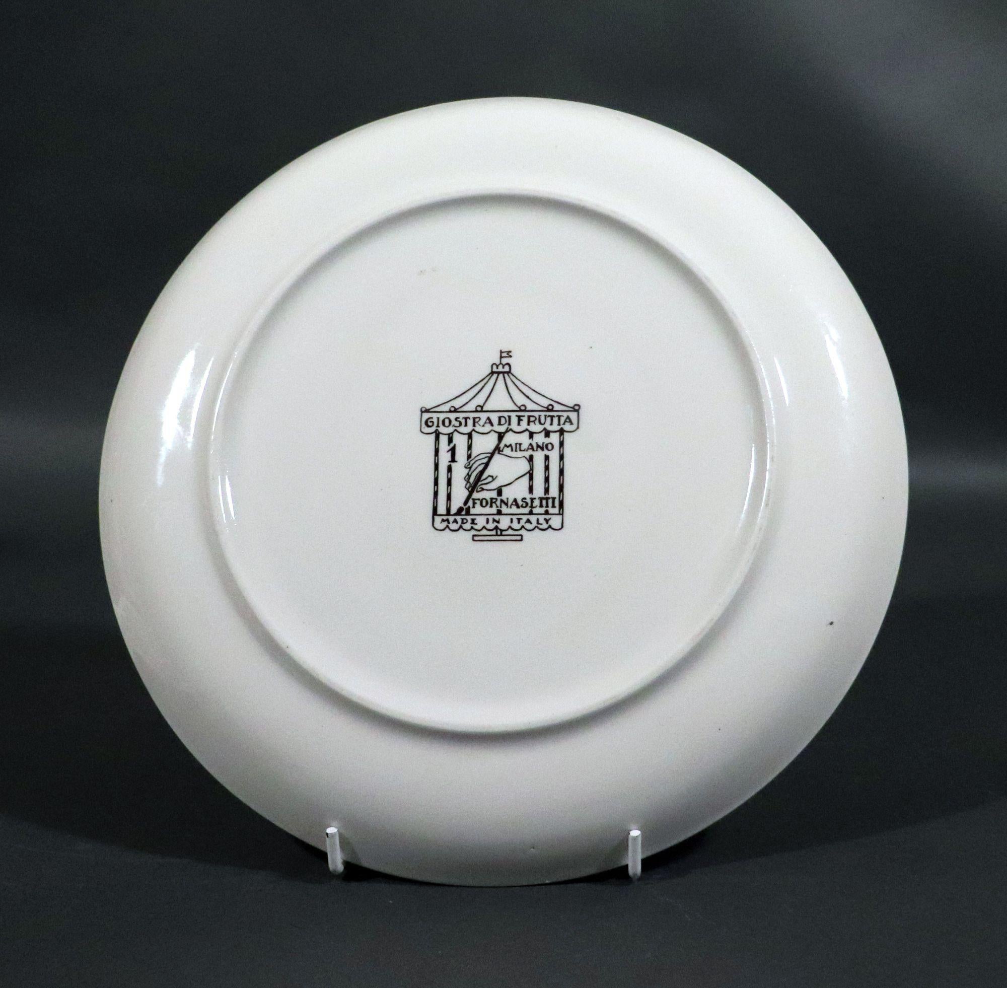 Piero Fornasetti Porcelain Plates, Giostra di Frutta (Merry-go-Round of Fruit) For Sale 12