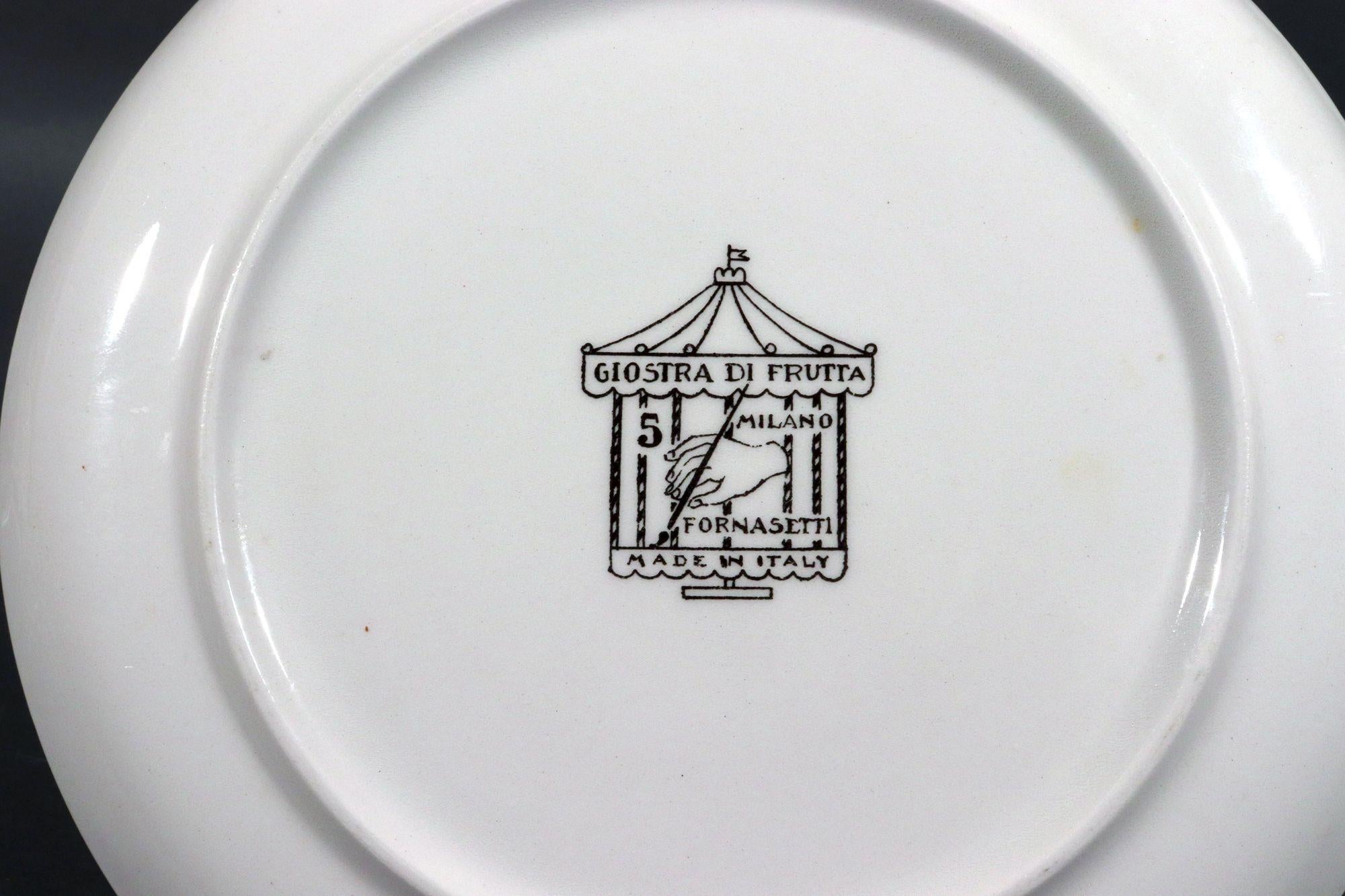 Ceramic Piero Fornasetti Porcelain Plates, Giostra di Frutta (Merry-go-Round of Fruit) For Sale