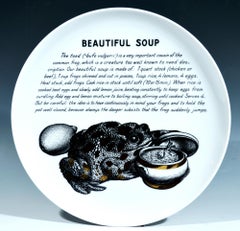 Piero Fornasetti Porcelain Recipe Plate, Beautiful Soup, Made for Fleming Joffe